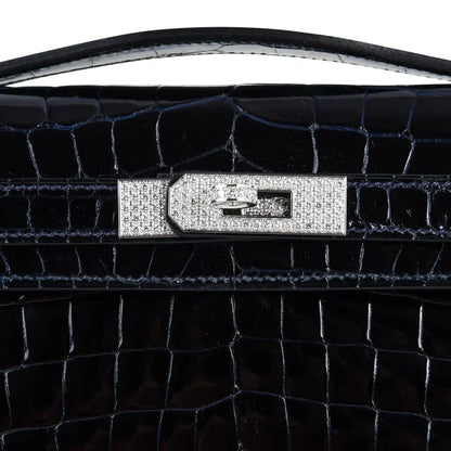 Kelly Cut Diamond Blue Marine Crocodile Bag Exquisite Clutch