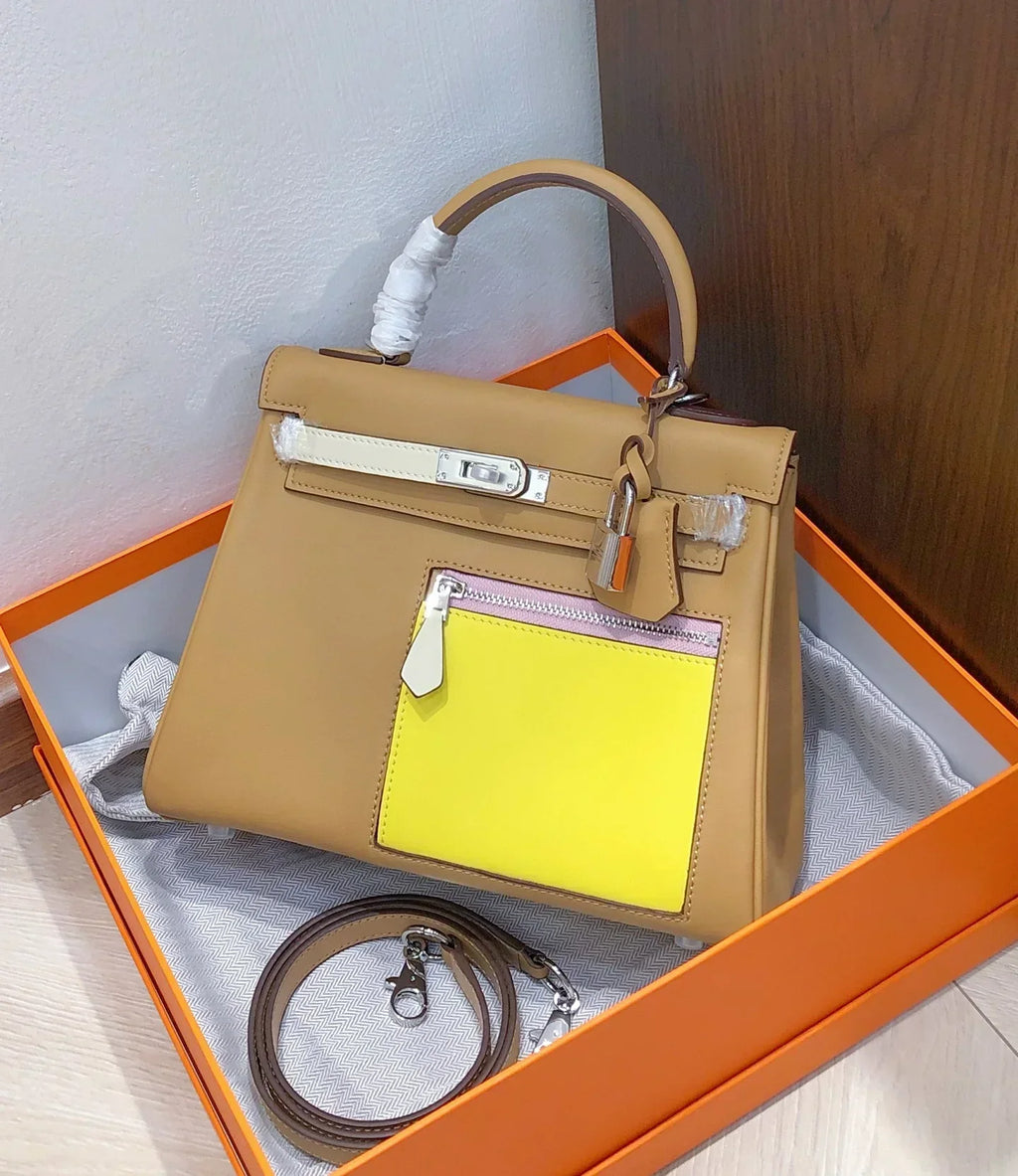 Kelly Colormatic 25 Swift Cha original top-grain Swift leather