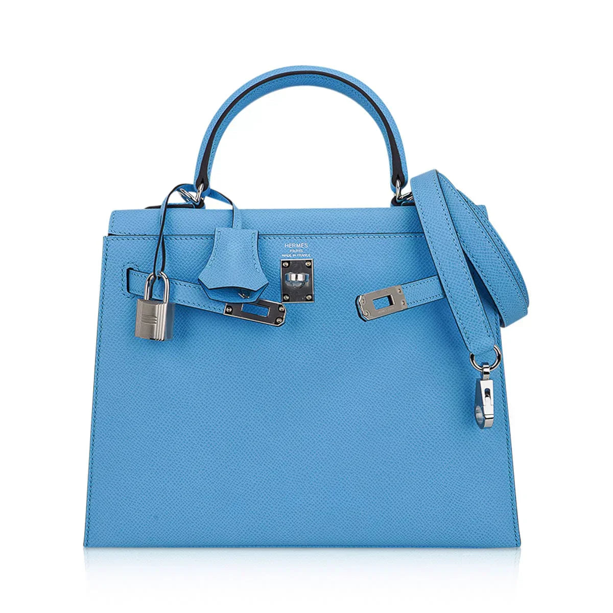 Kelly Sellier 25 Bag Blue Celeste Palladium Epsom Leather