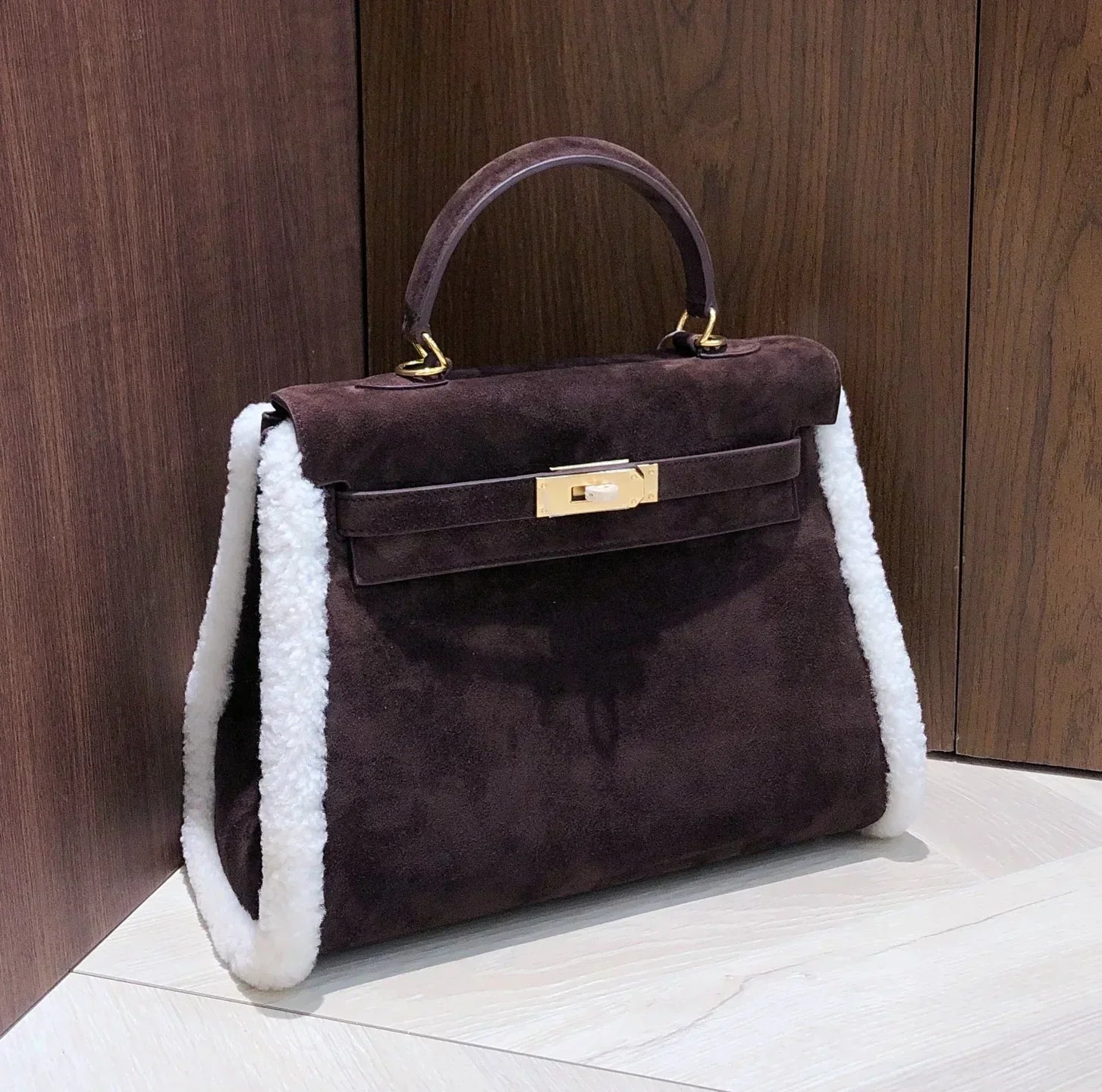 Kelly Shearling and Ebene Barenia Palladium Hardware