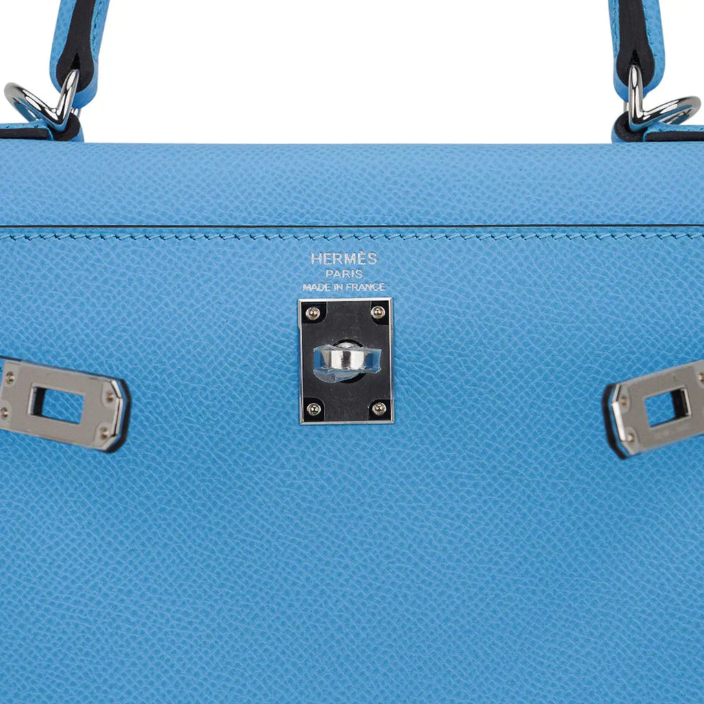 Kelly Sellier 25 Bag Blue Celeste Palladium Epsom Leather