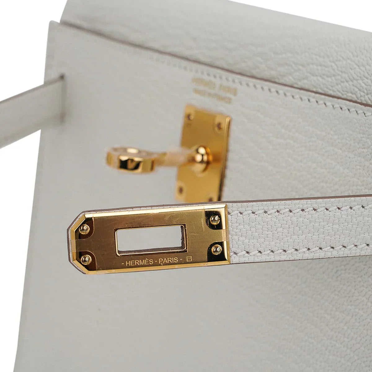Mini Kelly 20 Bag Sellier Mushroom Chevre with Gold Hardware