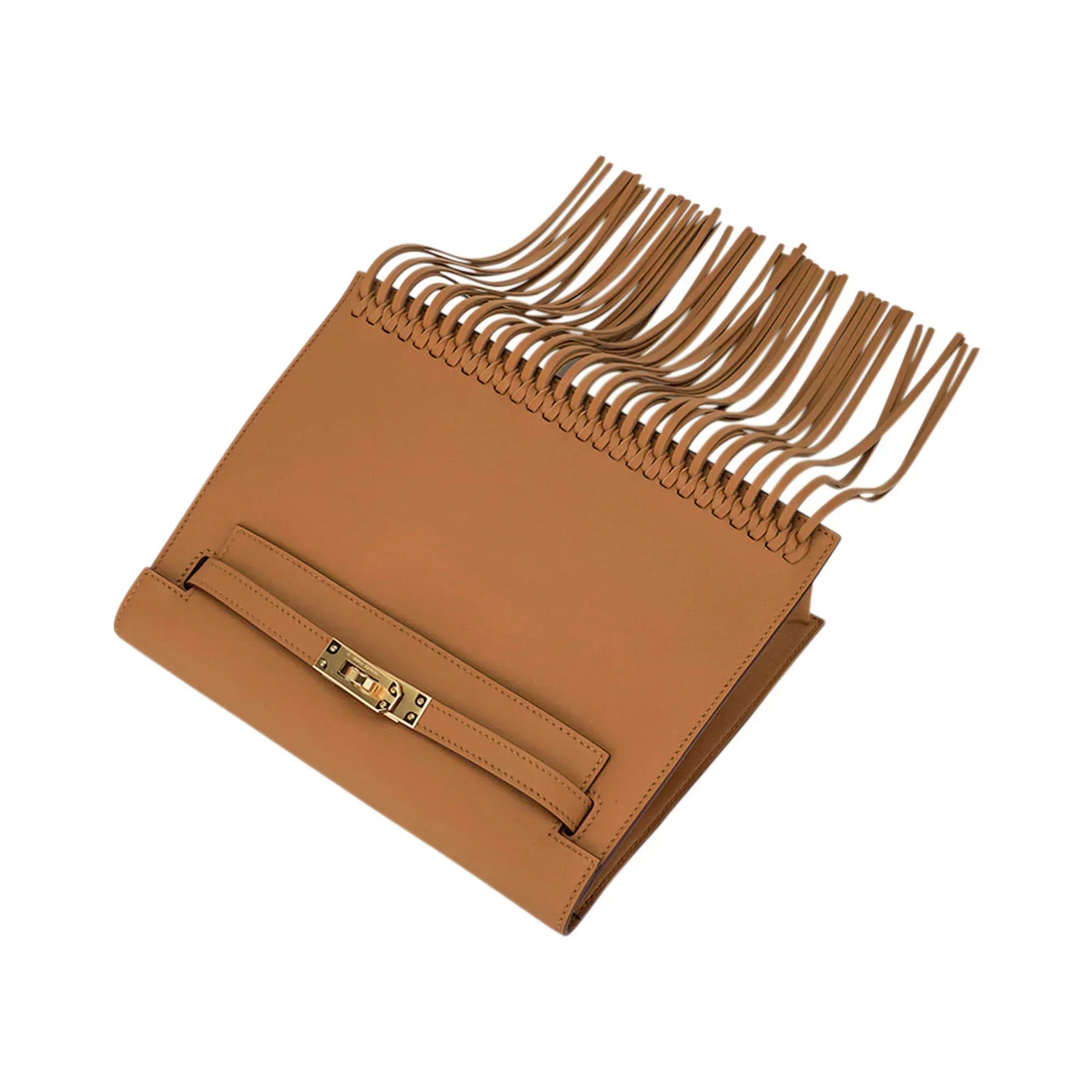Kelly Danse Fringe Bag Sesame with Gold Hardware