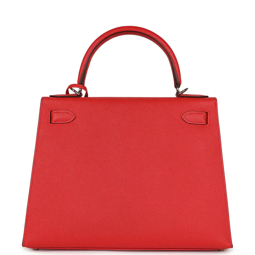 Kelly Sellier Rouge Tomate Epsom Palladium Hardware