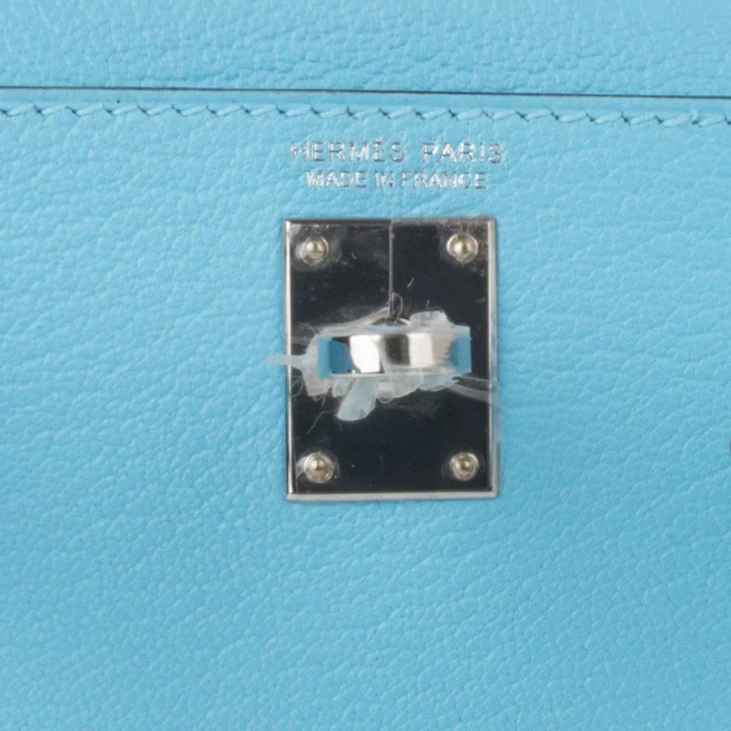 Kelly 20 Mini Sellier Bag Rare Blue Celeste Chevre Palladium