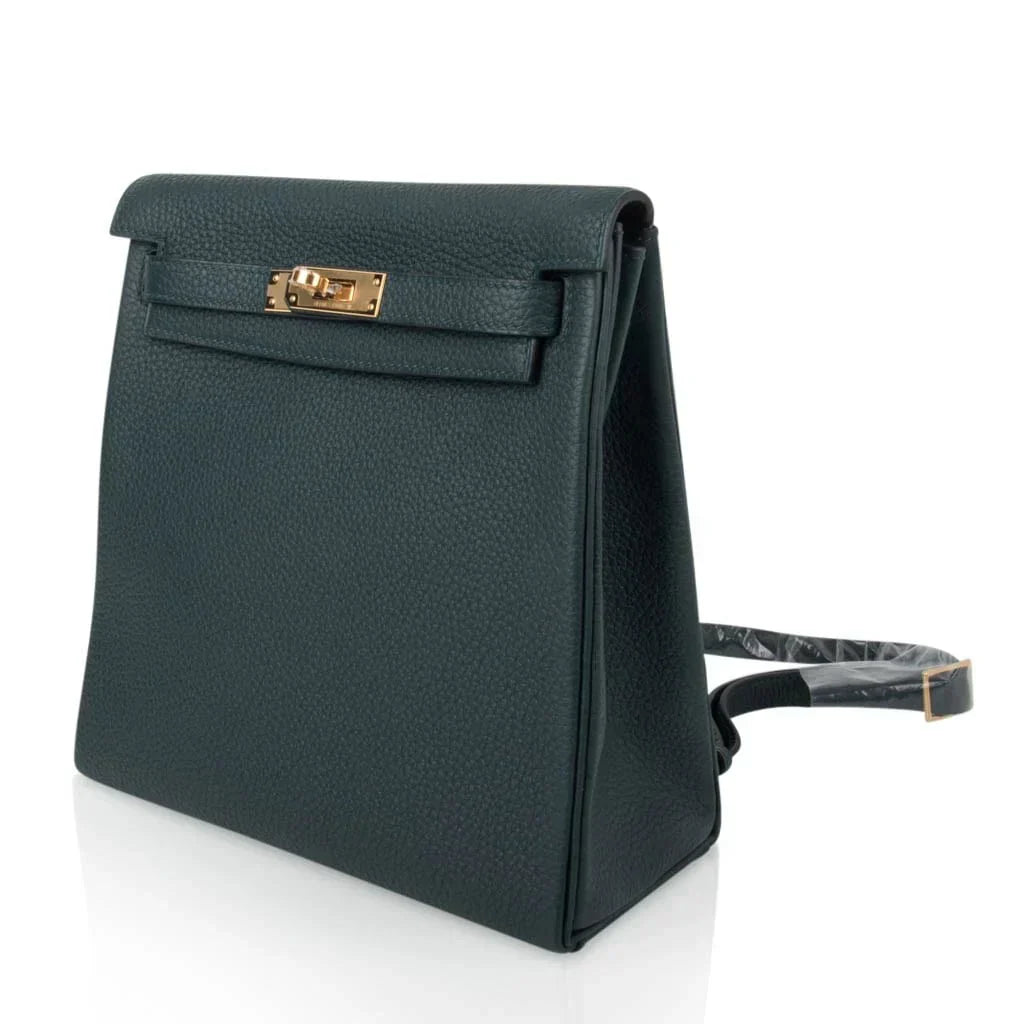 Kelly Ado II Backpack Vert Cypress Gold Hardware New