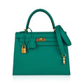 Kelly 25 Sellier Bag Jade Epsom Leather with Gold Hardware