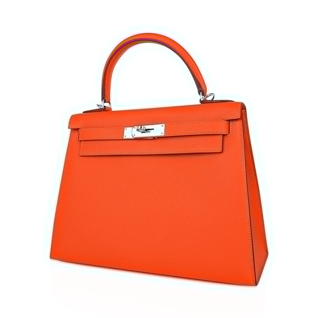 Kelly 28 Sellier Bag Feu Epsom Leather Palladium Hardware