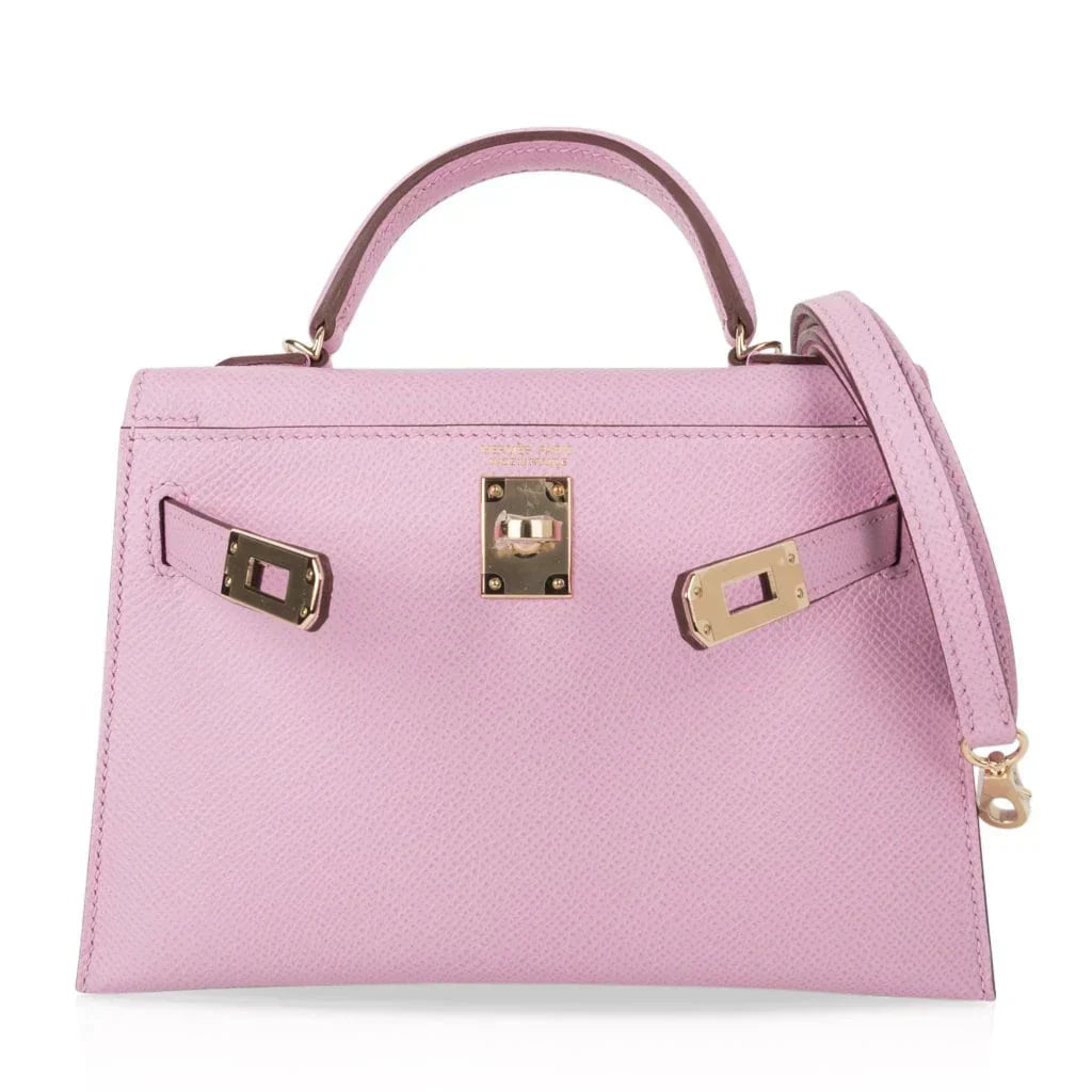 Kelly 20 Mini Sellier Bag Mauve Sylvestre Epsom Permabrass Hardware