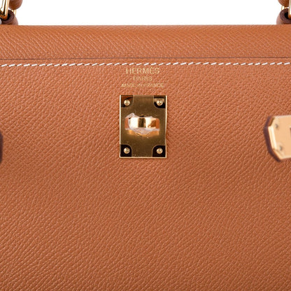 Kelly 25 Sellier Bag Gold Epsom Leather with Gold Hardware