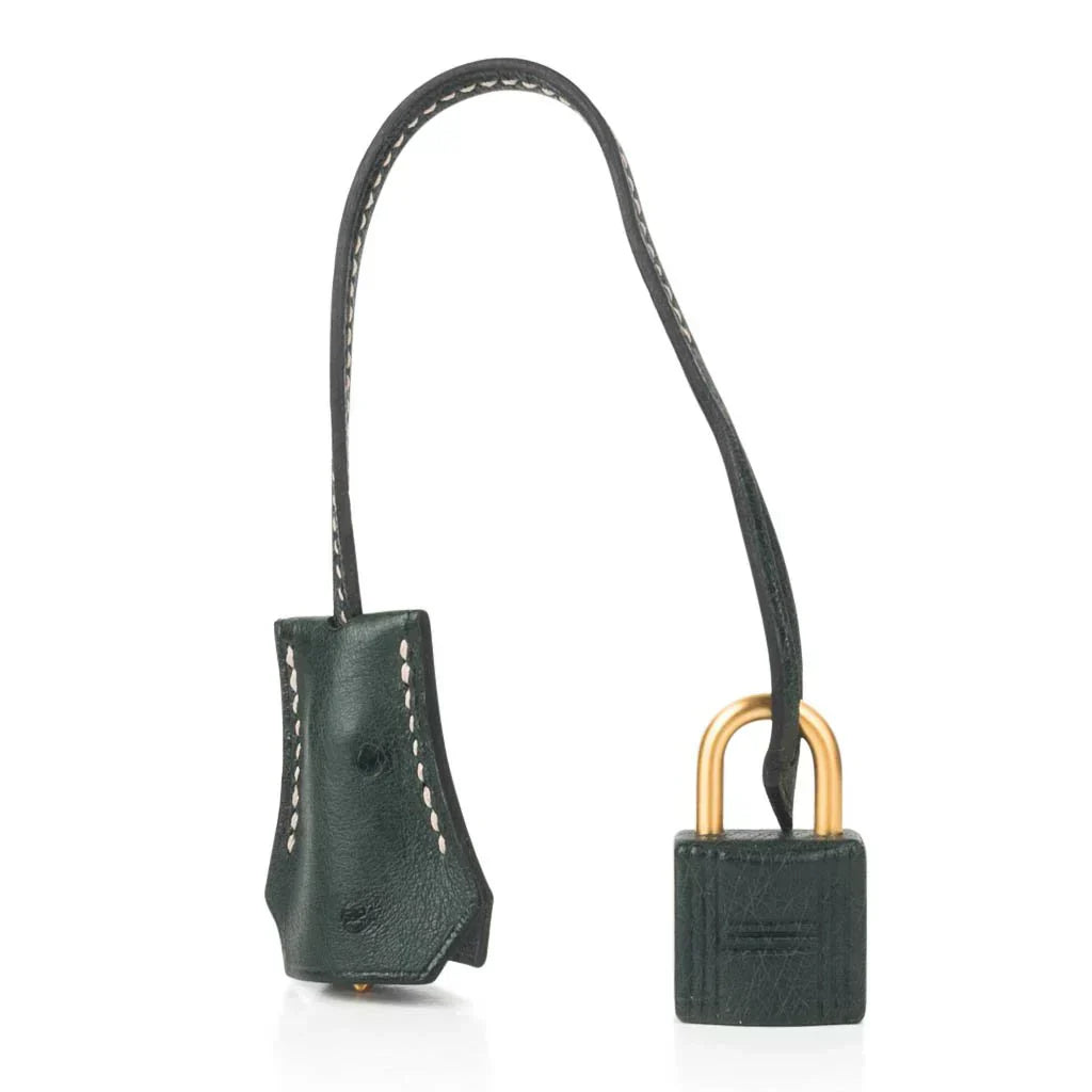 Kelly Sellier 28 HSS Bag Gris Agate / Vert Titien Ostrich Gold Hardware