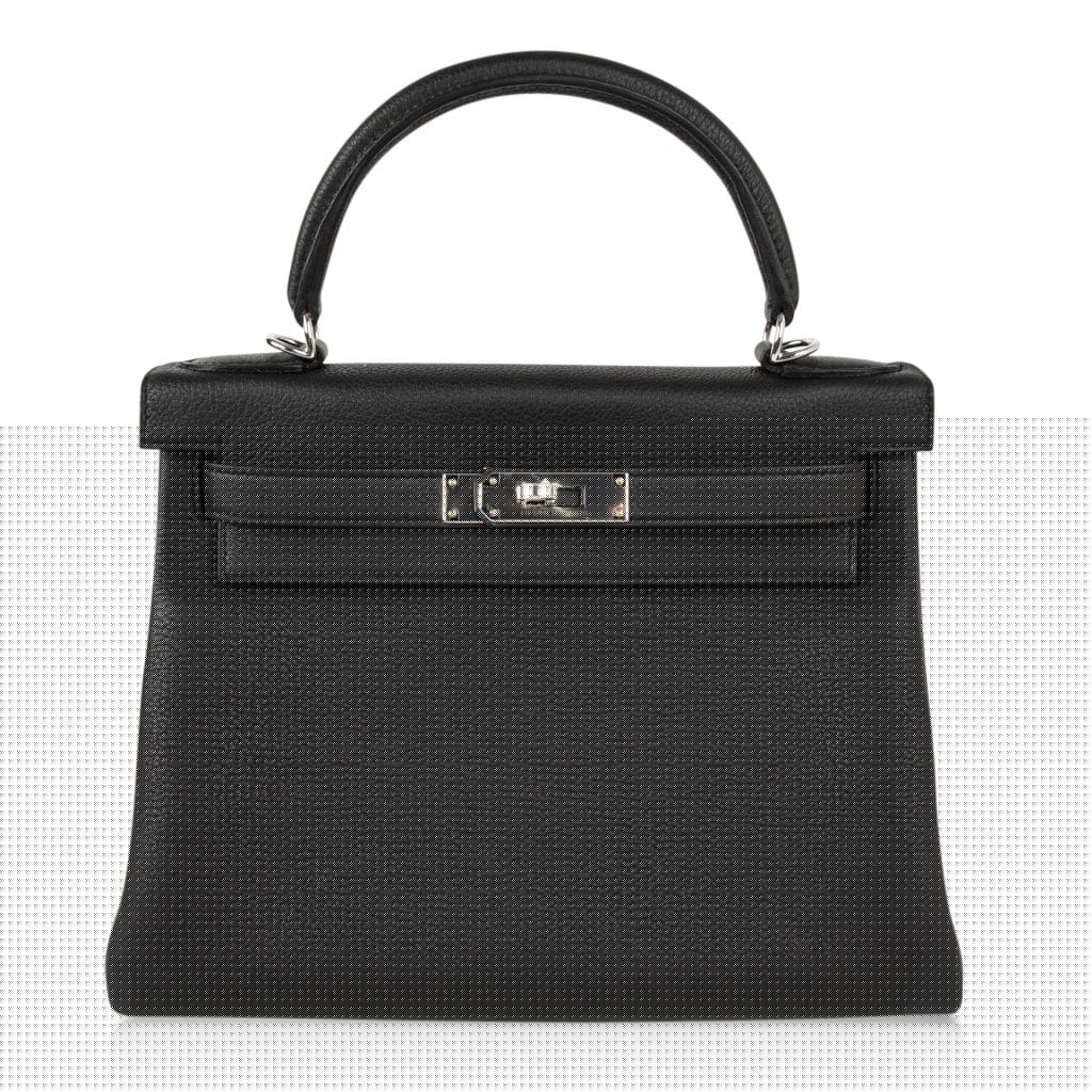 Kelly 28 Bag Black Retourne Togo Palladium Hardware