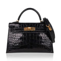 Kelly 20 Mini Sellier Bag Black Alligator Gold Hardware