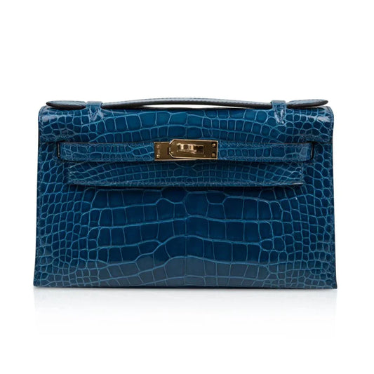 Kelly Pochette Mykonos Alligator Gold Hardware