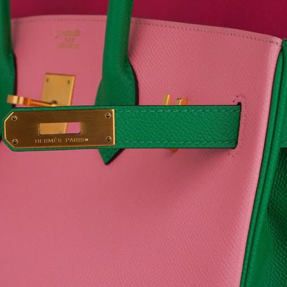 Birkin 35 HSS Bag Rose Confetti/Rose Tyrien/Bamboo Brushed Gold Hardware