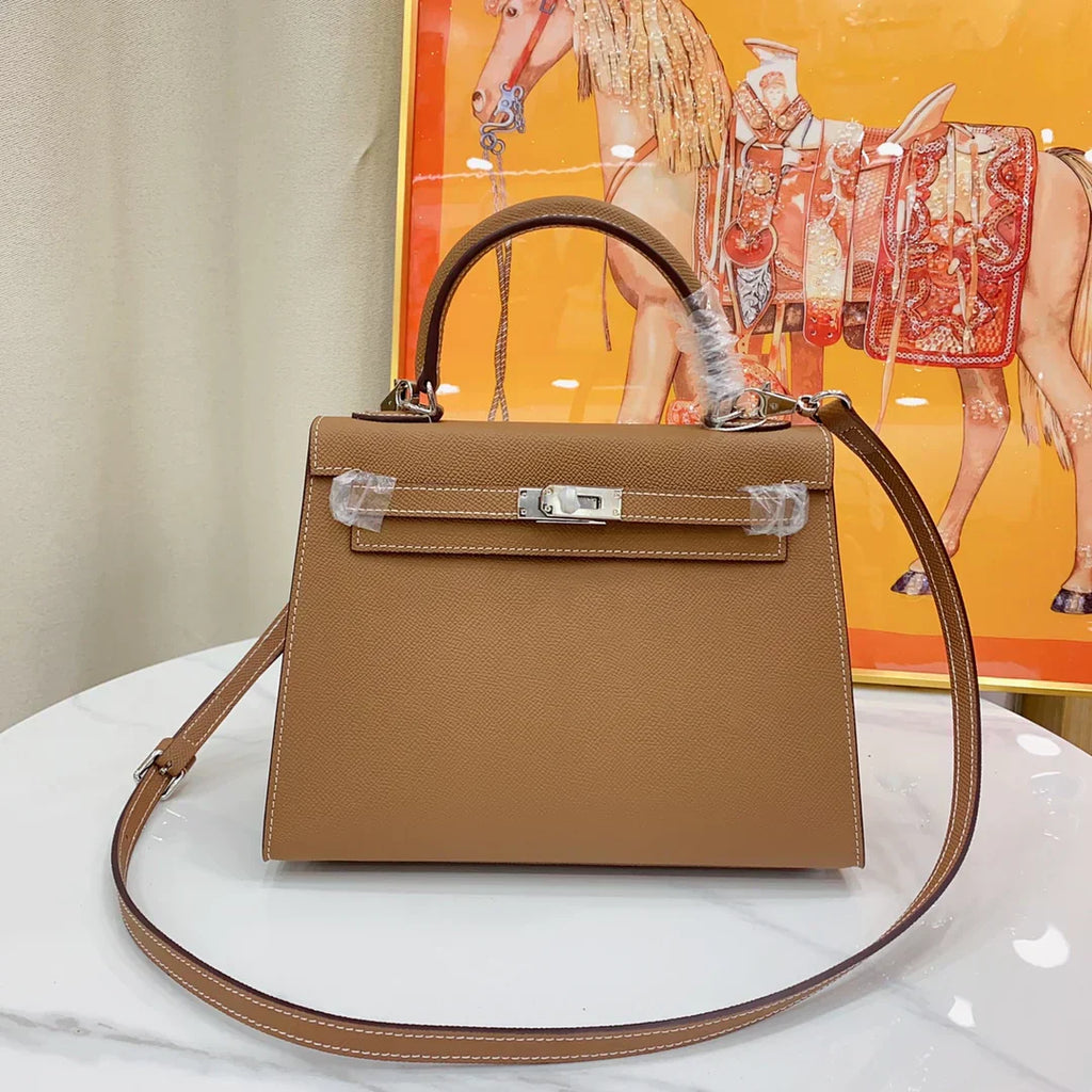Kelly II Sellier Palm-Grained Epsom Leatheri Palladium Hardware
