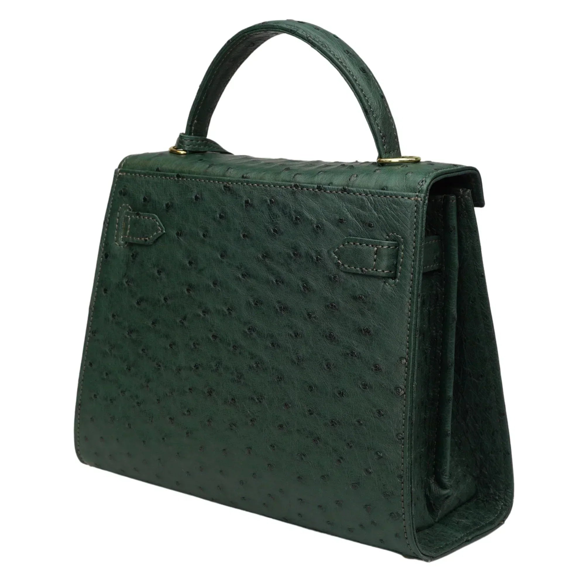 Kelly 25 Vert Ostrich Leather Ostrich Grain Texture Gold Hardware