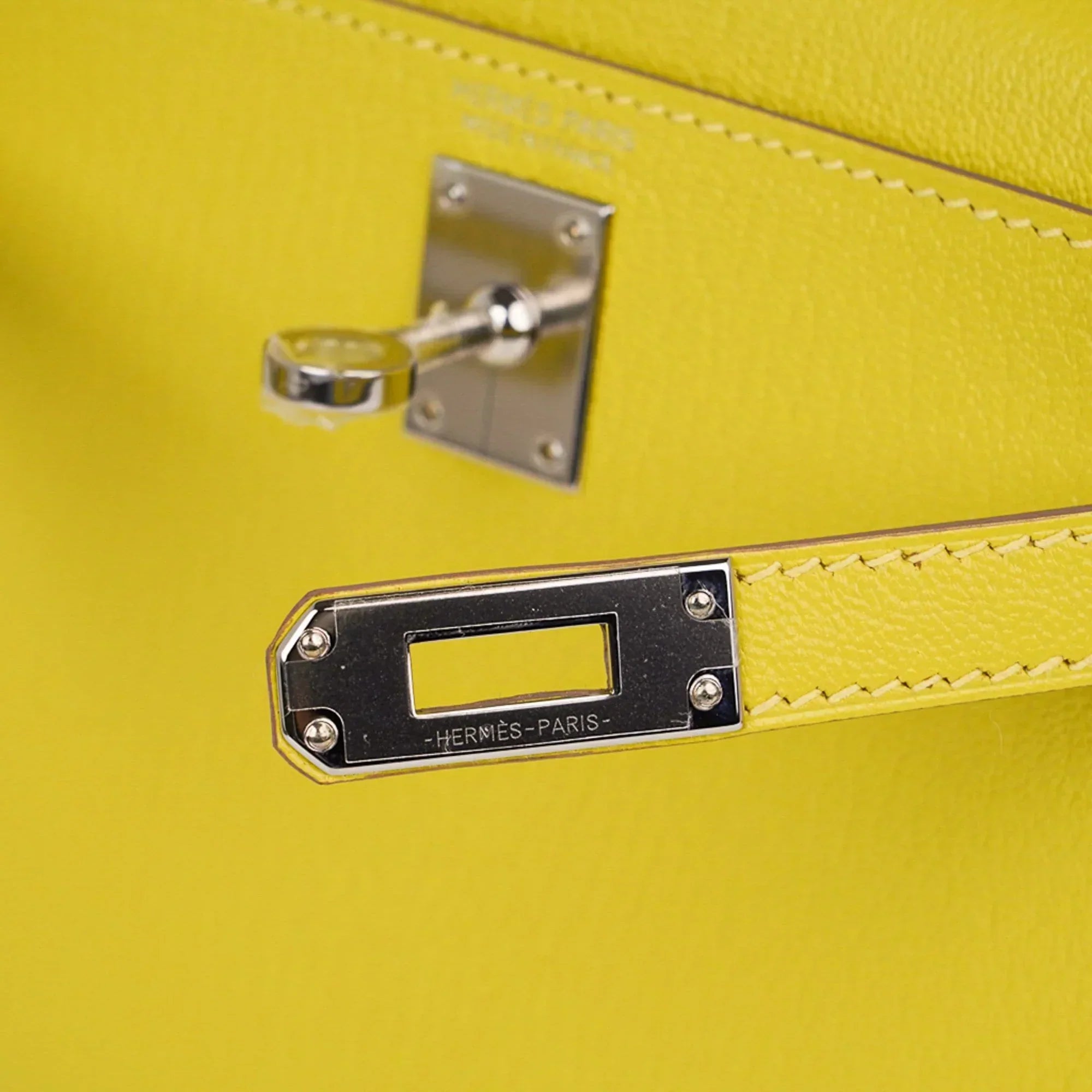 Kelly 20 Mini Sellier Bag Lime Chevre Leather Palladium New w/Box
