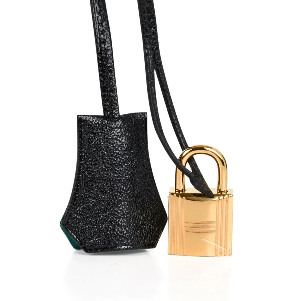 Kelly 25 Sellier Bag HSS Blue Paon / Black Chevre Mysore Gold Hardware