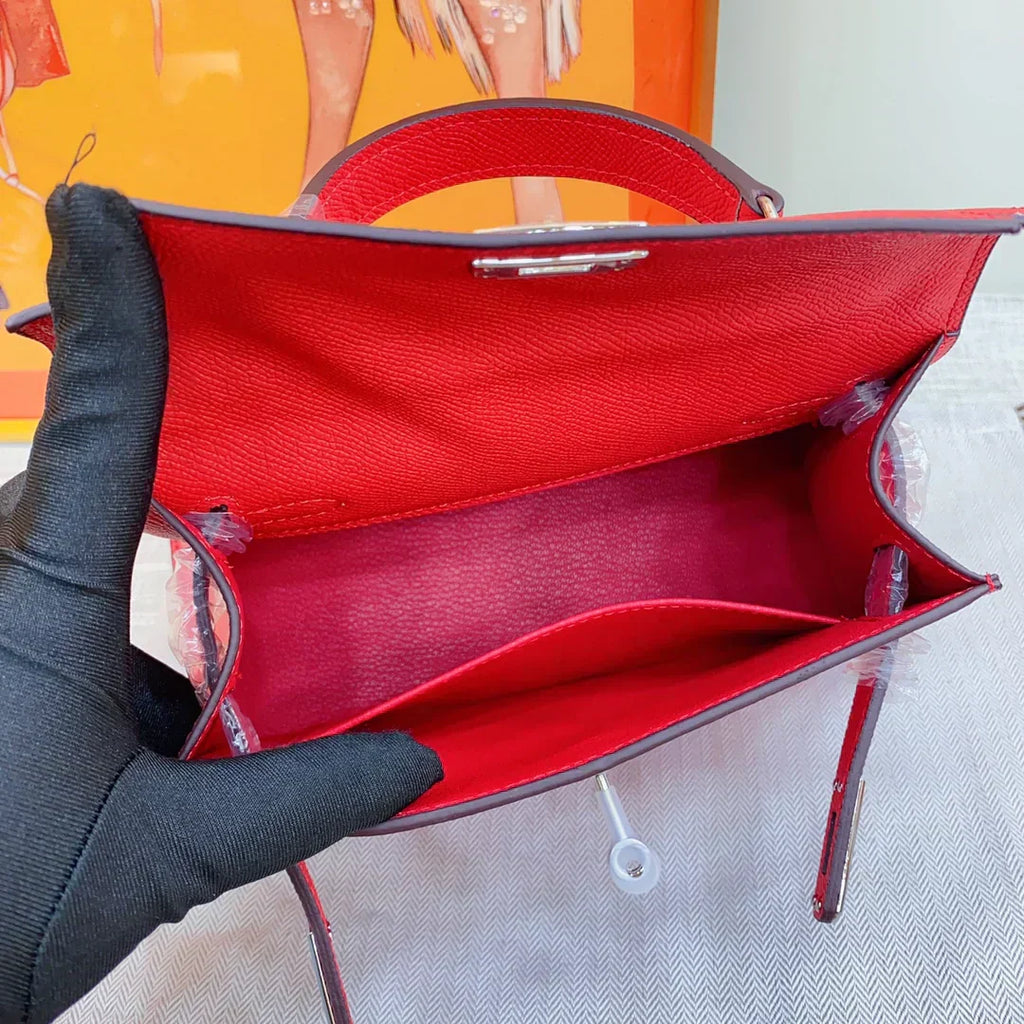 Kelly Sellier Rouge Tomate Epsom Palladium Hardware