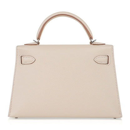 Kelly 20 Mini Sellier Bag Craie Epsom Leather Palladium Hardware New w/Box