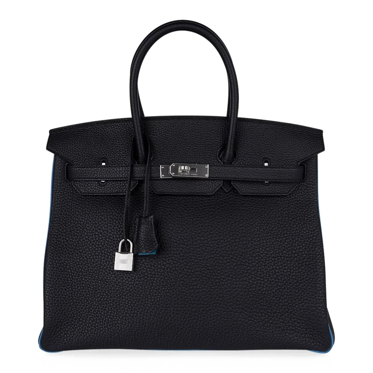 Special Order HSS Birkin 35 Bag Black Turquoise Togo Leather with Brushed Palladium Hardware