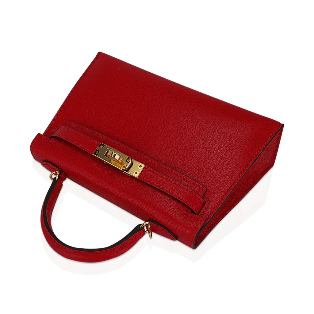 Kelly Sellier 20 Mini Rouge de Coeur Bag Chevre Leather Gold Hardware