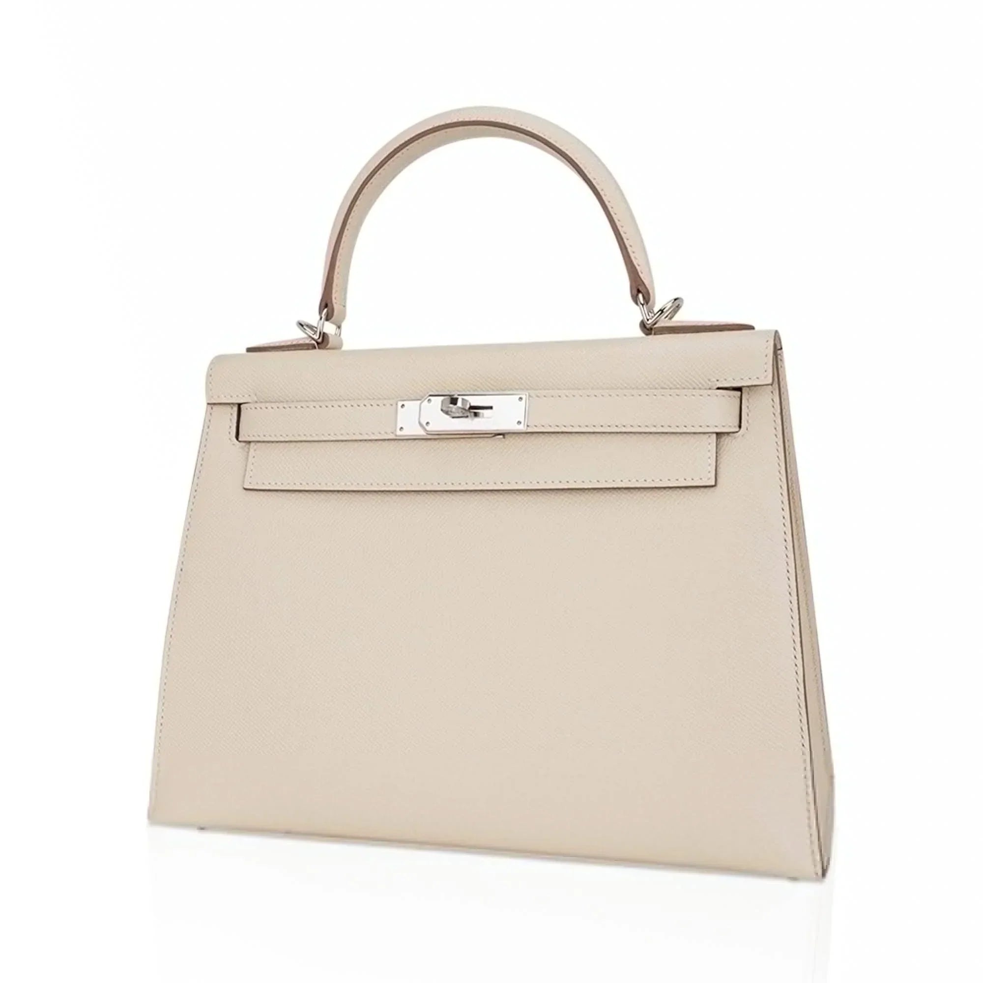 Kelly 28 Bag Sellier Craie Epsom Leather with Palladium Hardware