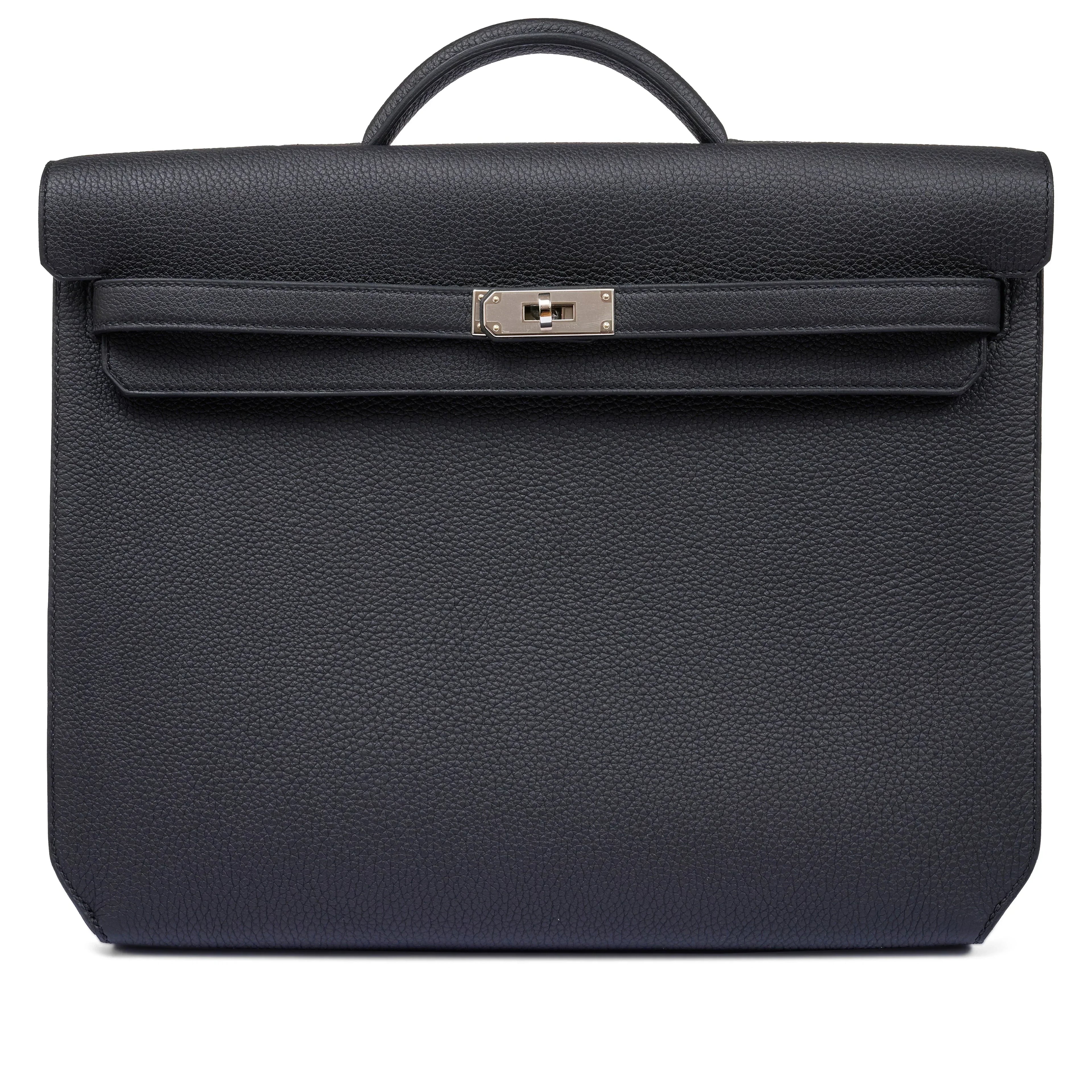 Kelly Black Togo 36 Briefcase Palladium Hardware FR trendy frosted leather casual bag