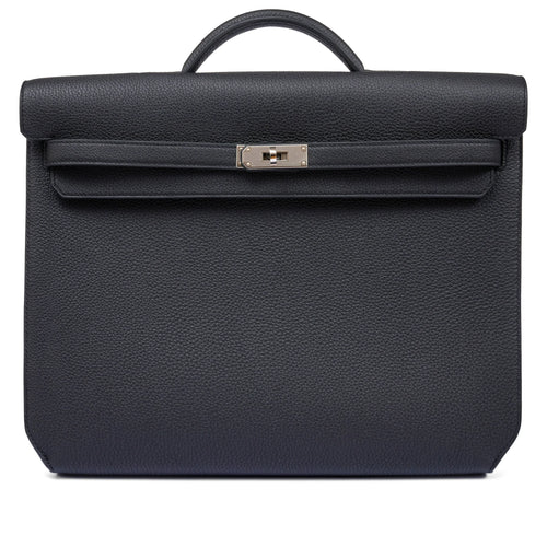 Kelly Black Togo 36 Briefcase Palladium Hardware FR trendy frosted leather casual bag