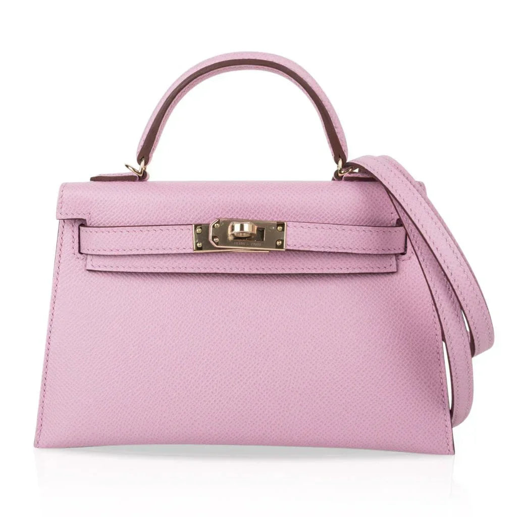 Kelly 20 Mini Sellier Bag Mauve Sylvestre Epsom Permabrass Hardware