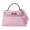 Kelly 20 Mini Sellier Bag Mauve Sylvestre Epsom Permabrass Hardware