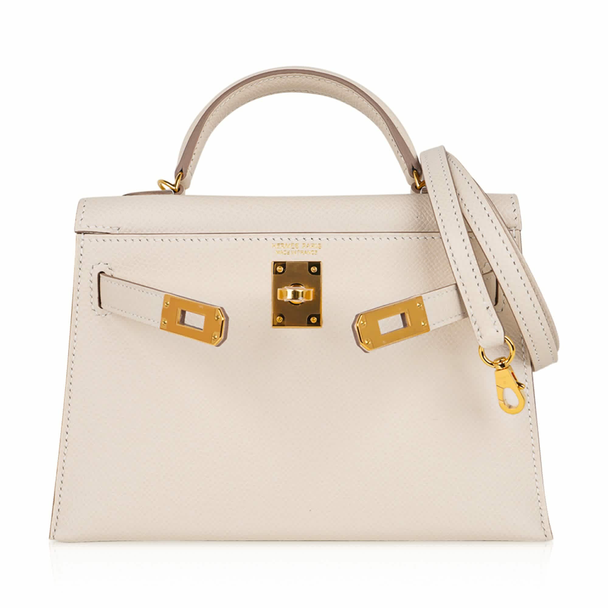 Kelly 20 Mini Sellier Bag Craie Epsom Leather with Gold Hardware
