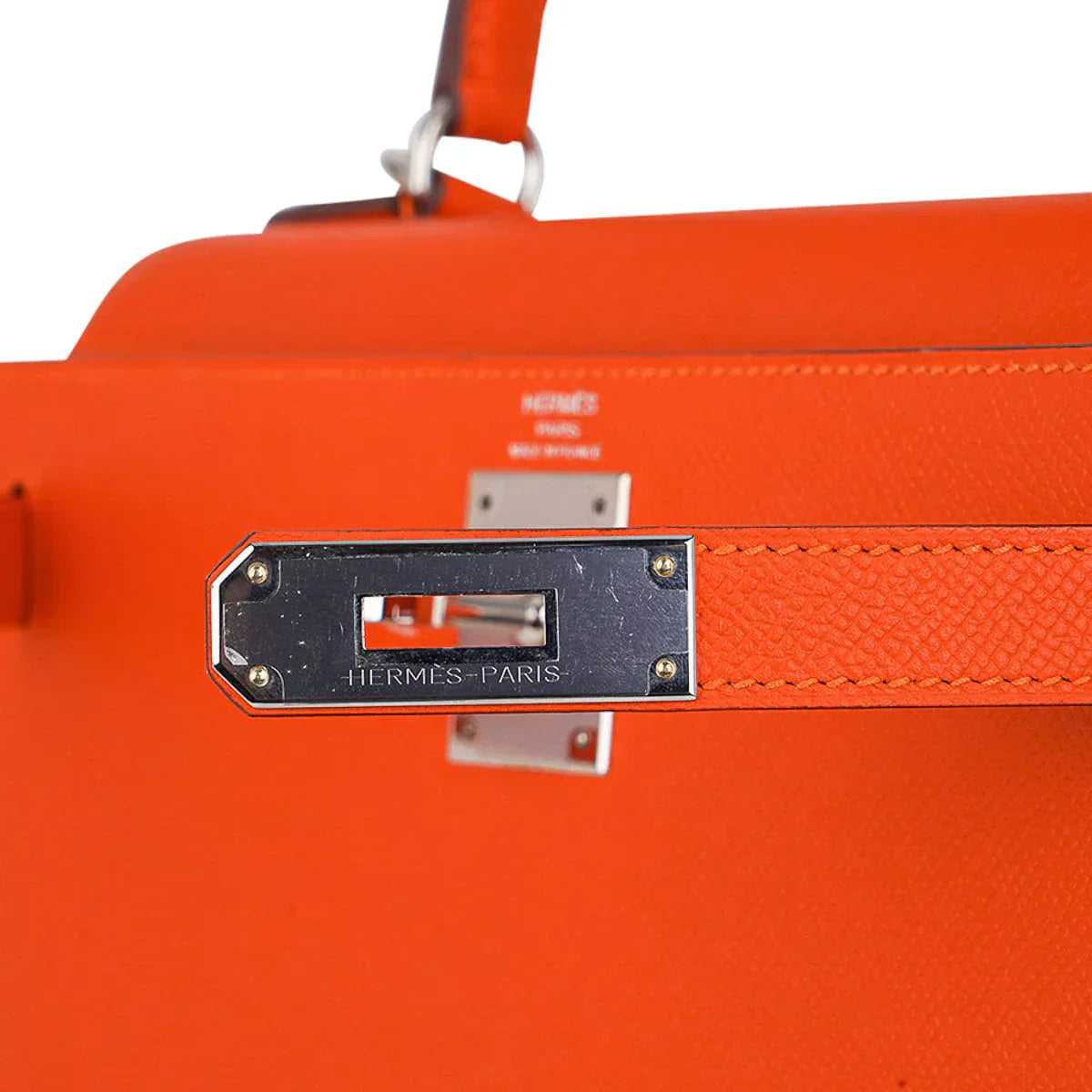 Kelly 28 Sellier Bag Feu Epsom Leather Palladium Hardware