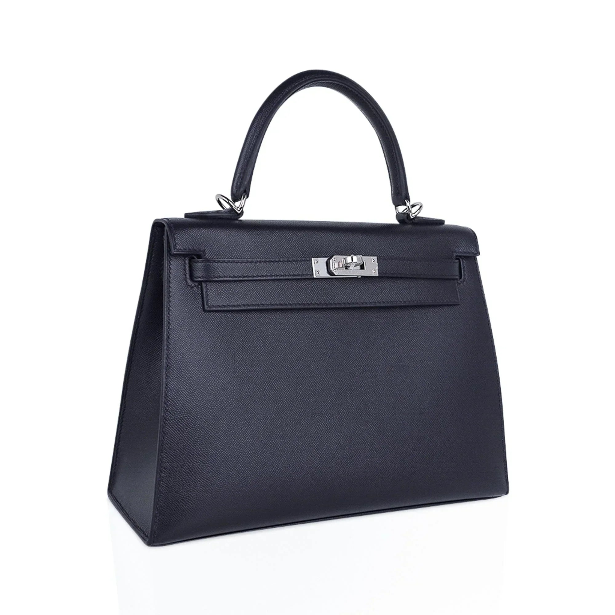 Verso Kelly Sellier 25 Bag Bleu de Minuit & Etrusque Veau Madame Leather with Palladium Hardware