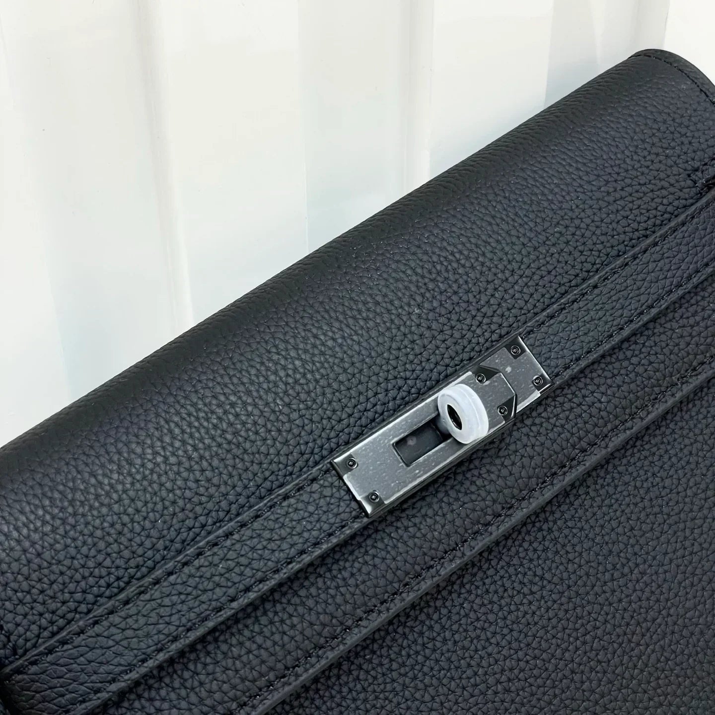 Kelly Depeches 25 Pouch Bag Blue Ocean Togo Leather with Palladium Hardware