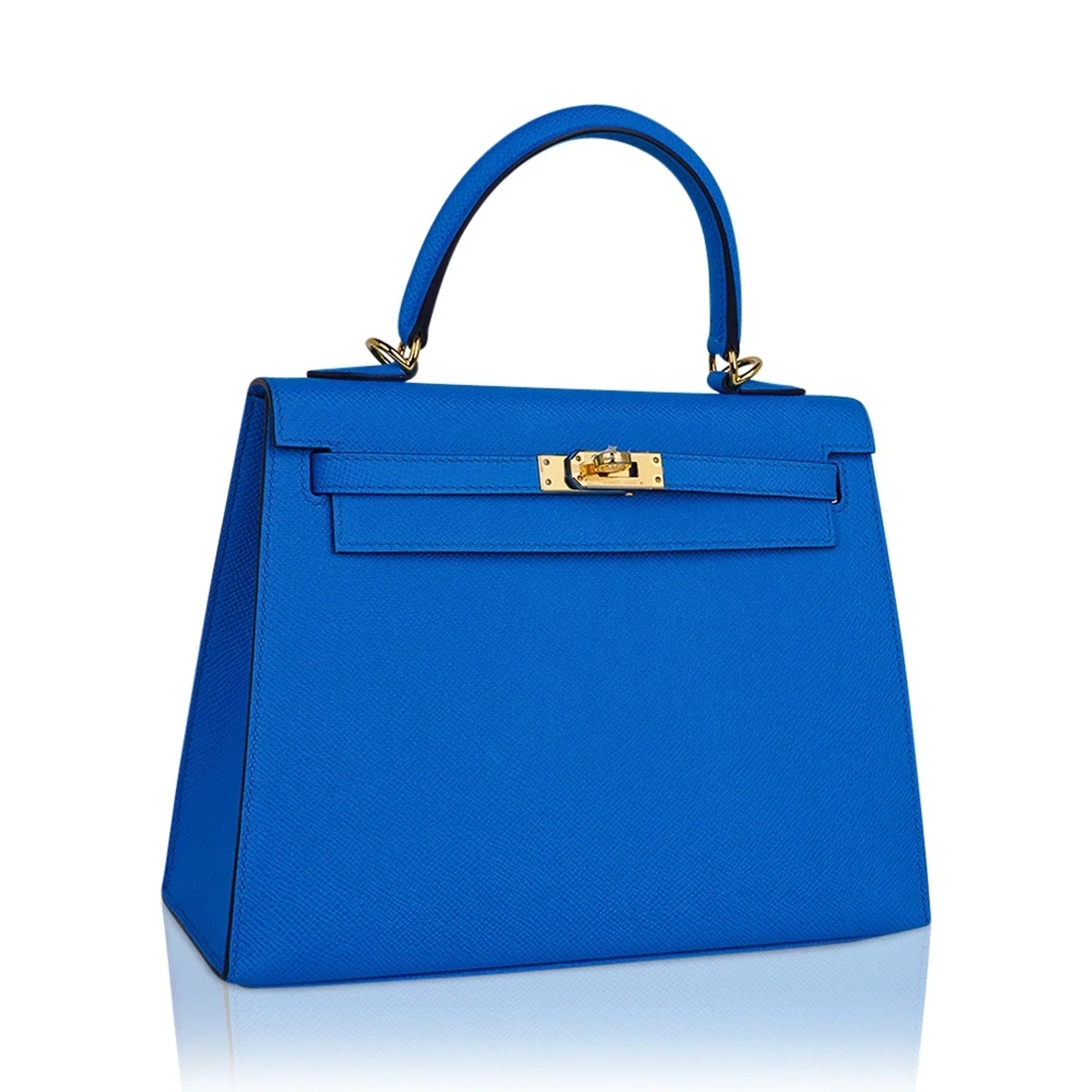 Kelly 25 Sellier Bag Blue Frida Epsom Leather with Gold Hardware
