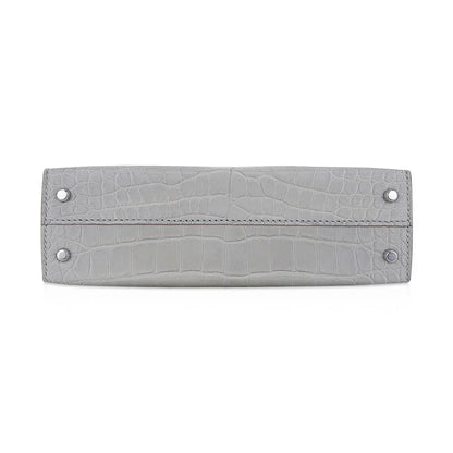 Limited Edition Mini Kelly 20 Sellier Matte Gris Perle Alligator Bag Palladium Hardware