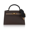 Special Order HSS Mini Kelly 20 Sellier Bag Ecorce Etoupe and Black with Gold Hardware