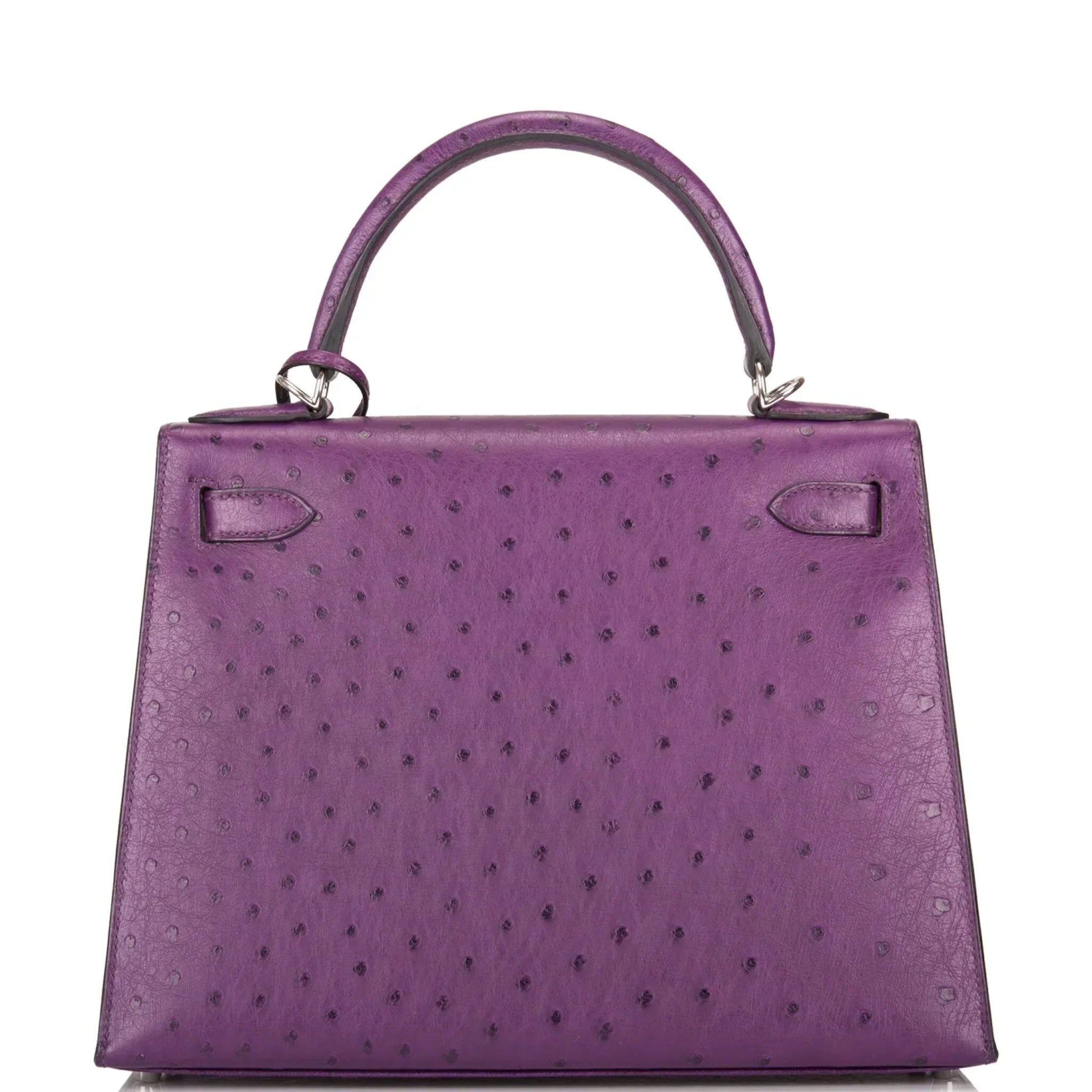 Kelly Violine Sellier Ostrich with Palladium Hardware