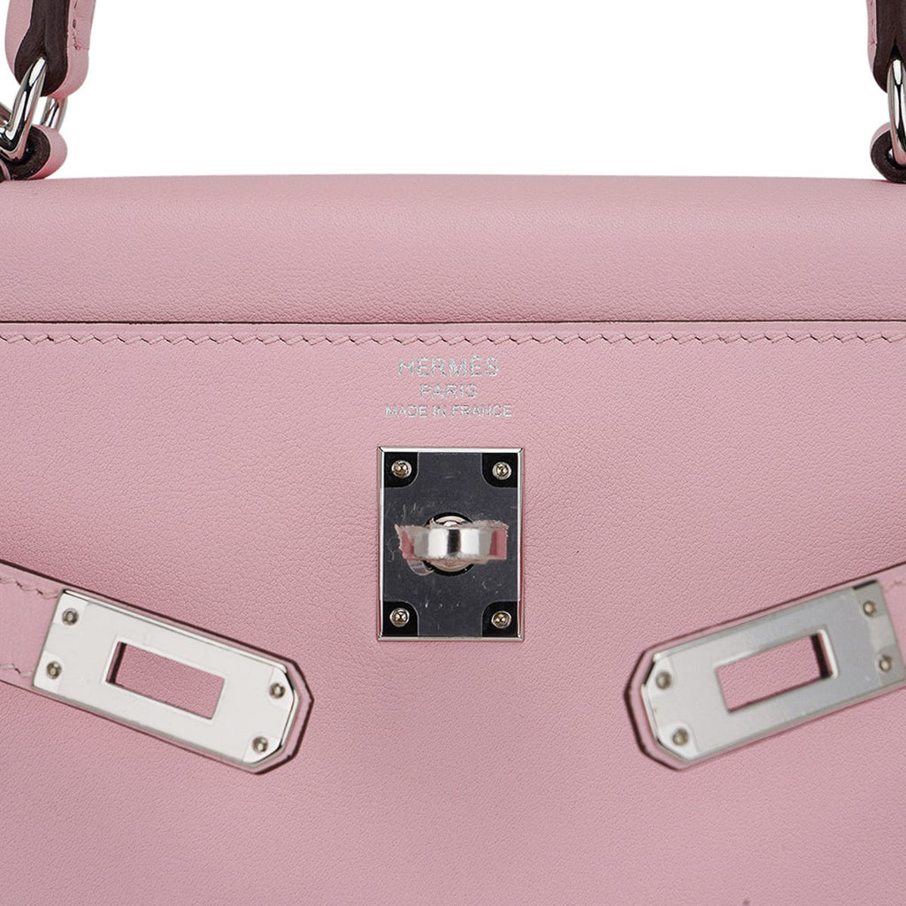 Kelly 25 Bag Rose Sakura Swift Leather with Palladium Hardware