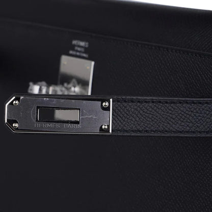Kelly 28 Sellier Bag Black Epsom Leather with Palladium Hardware