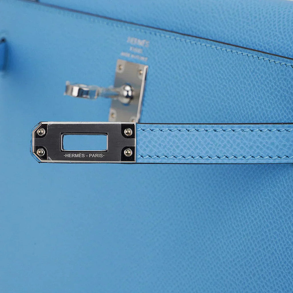 Kelly Sellier 25 Bag Blue Celeste Palladium Epsom Leather