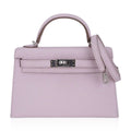 Mini Kelly 20 Bag Sellier Mauve Pale Chevre Leather with Palladium Hardware