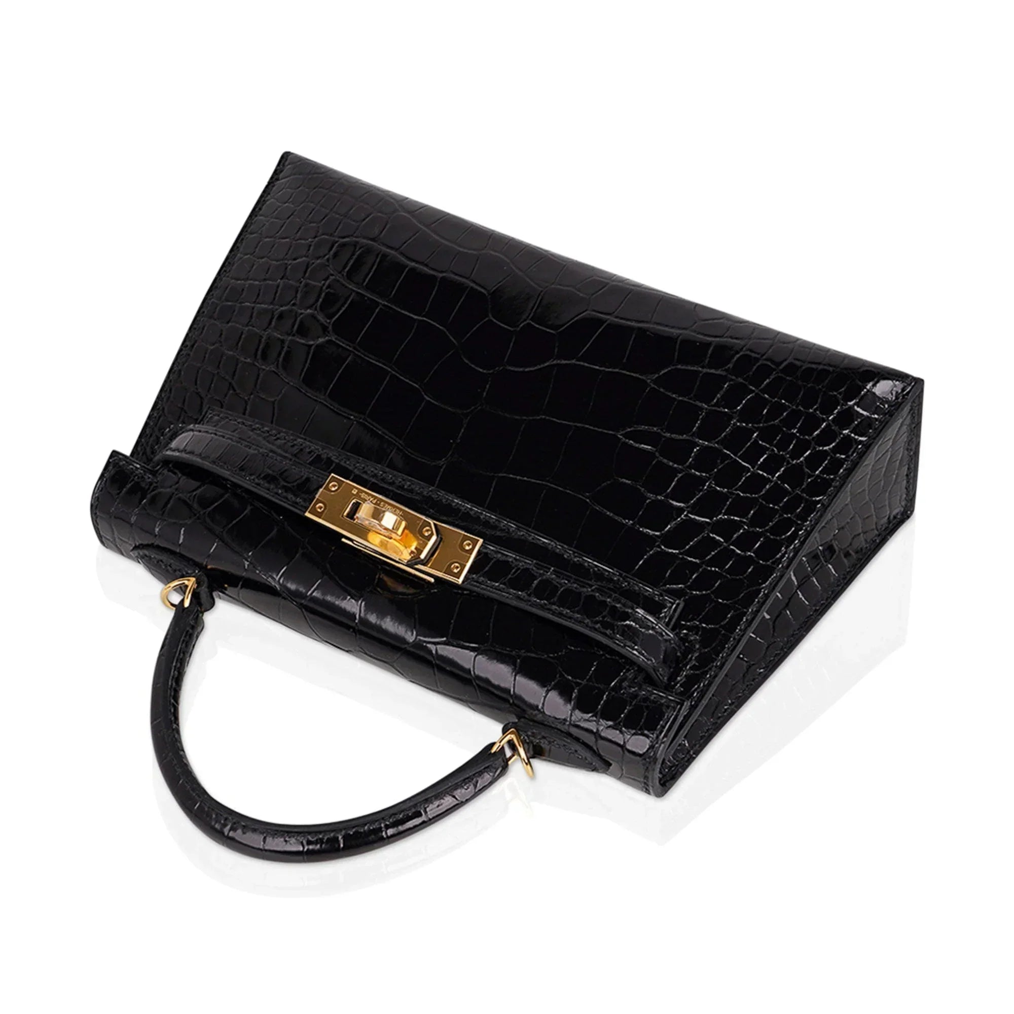 Kelly 20 Mini Sellier Bag Black Alligator Gold Hardware