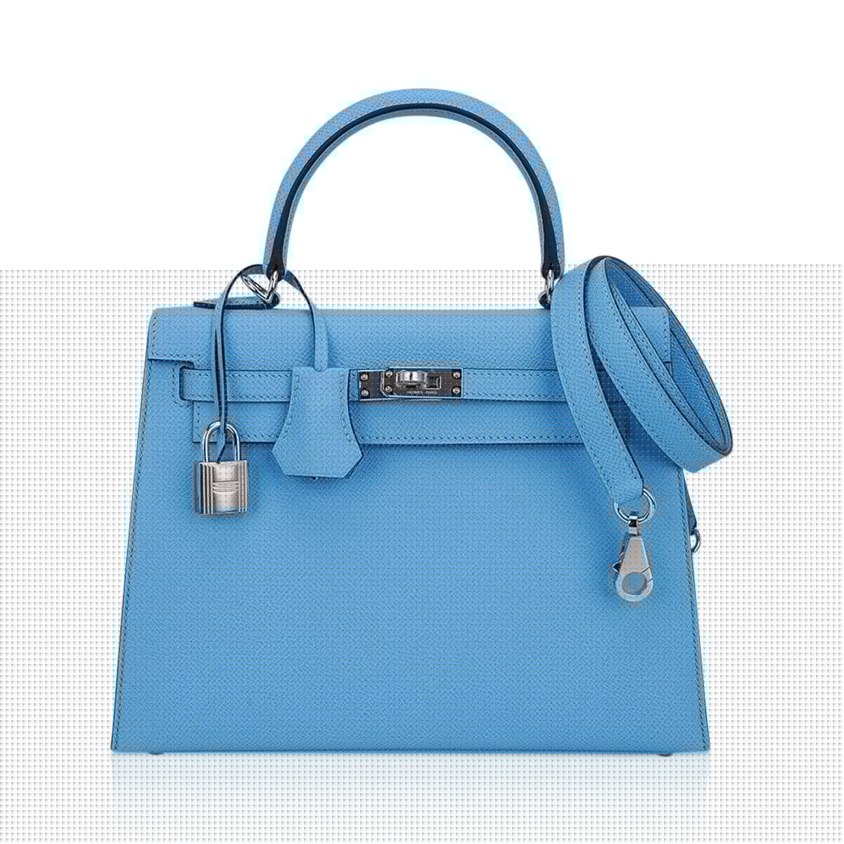 Kelly Sellier 25 Bag Blue Celeste Palladium Epsom Leather