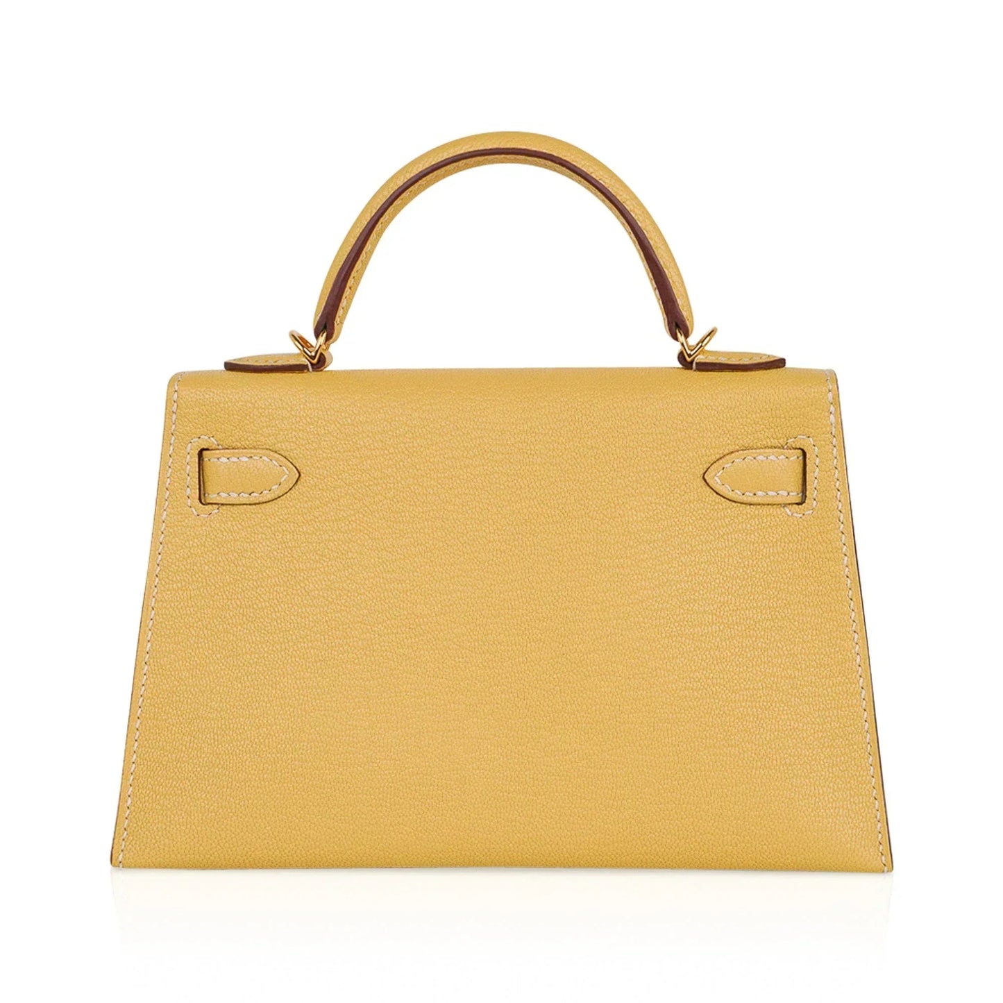 Mini Kelly 20 Sellier Jaune Foin Bag Chevre Gold