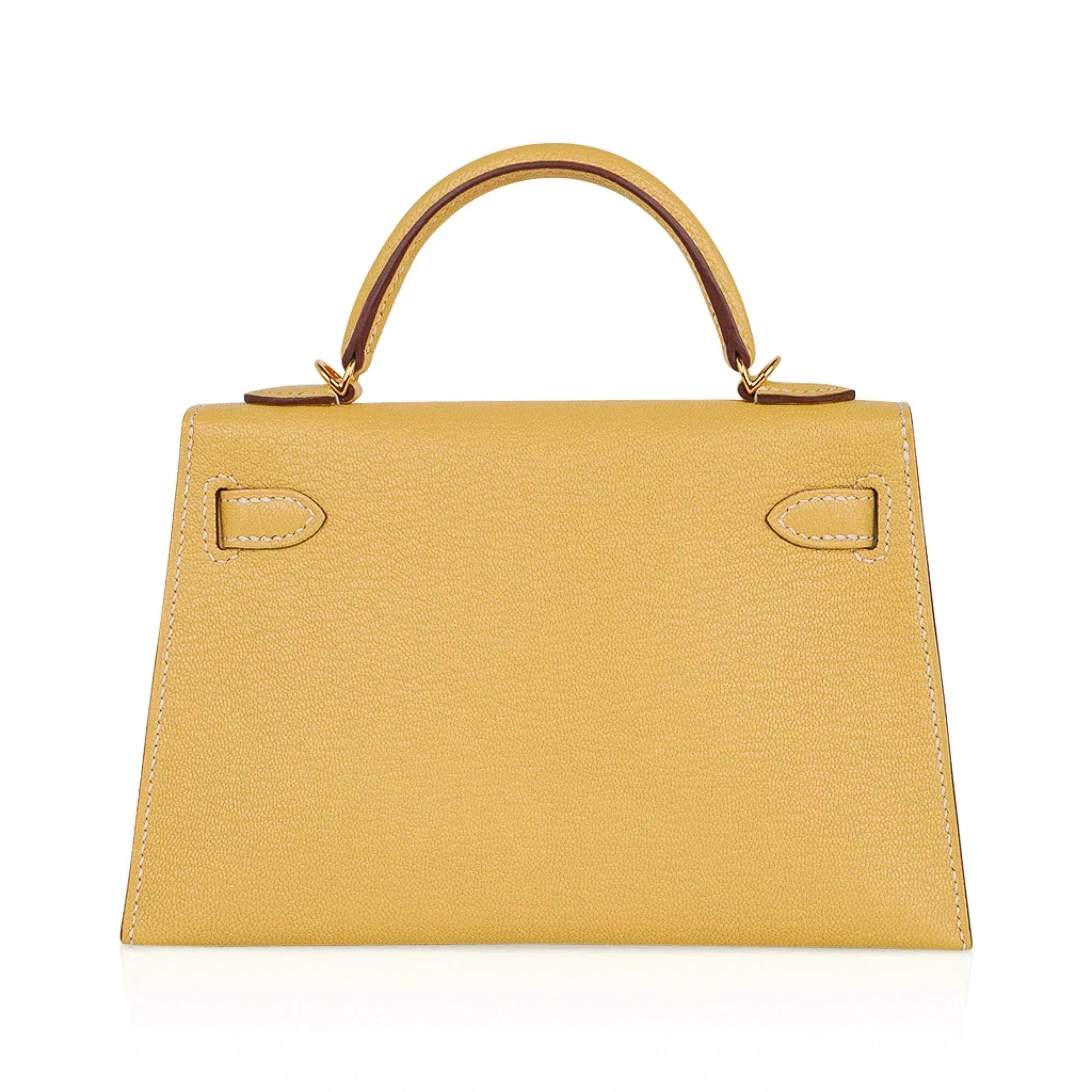 Mini Kelly 20 Sellier Jaune Foin Bag Chevre Gold