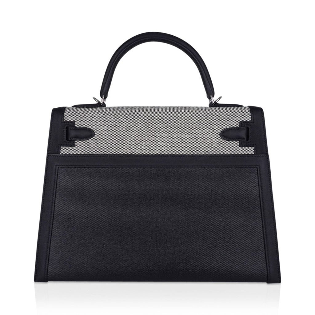 Kelly 32 Sellier Bag Toile H Berline & Plume Swift Leather with Palladium Hardware