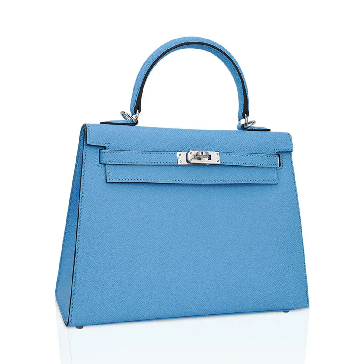 Kelly Sellier 25 Bag Blue Celeste Palladium Epsom Leather